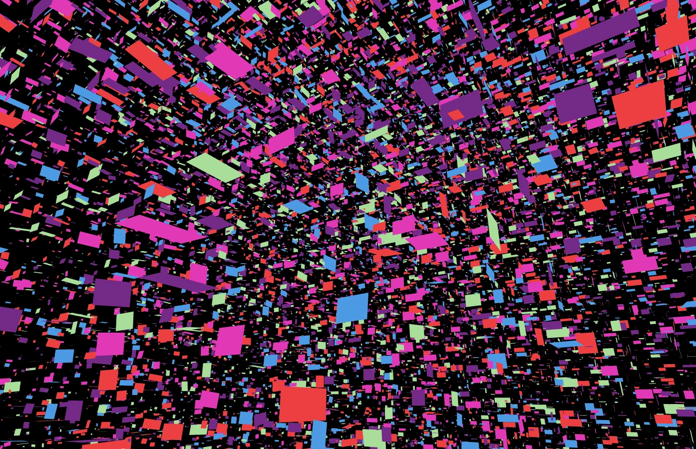 An immersive field of vivid geometric shapes